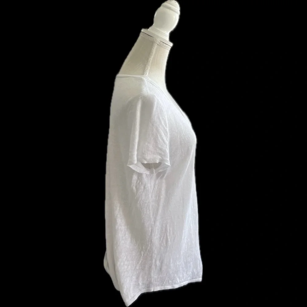 EILEEN FISCHER | L | Organic 100% Linen V-Neck Lightweight Thin Knit Top